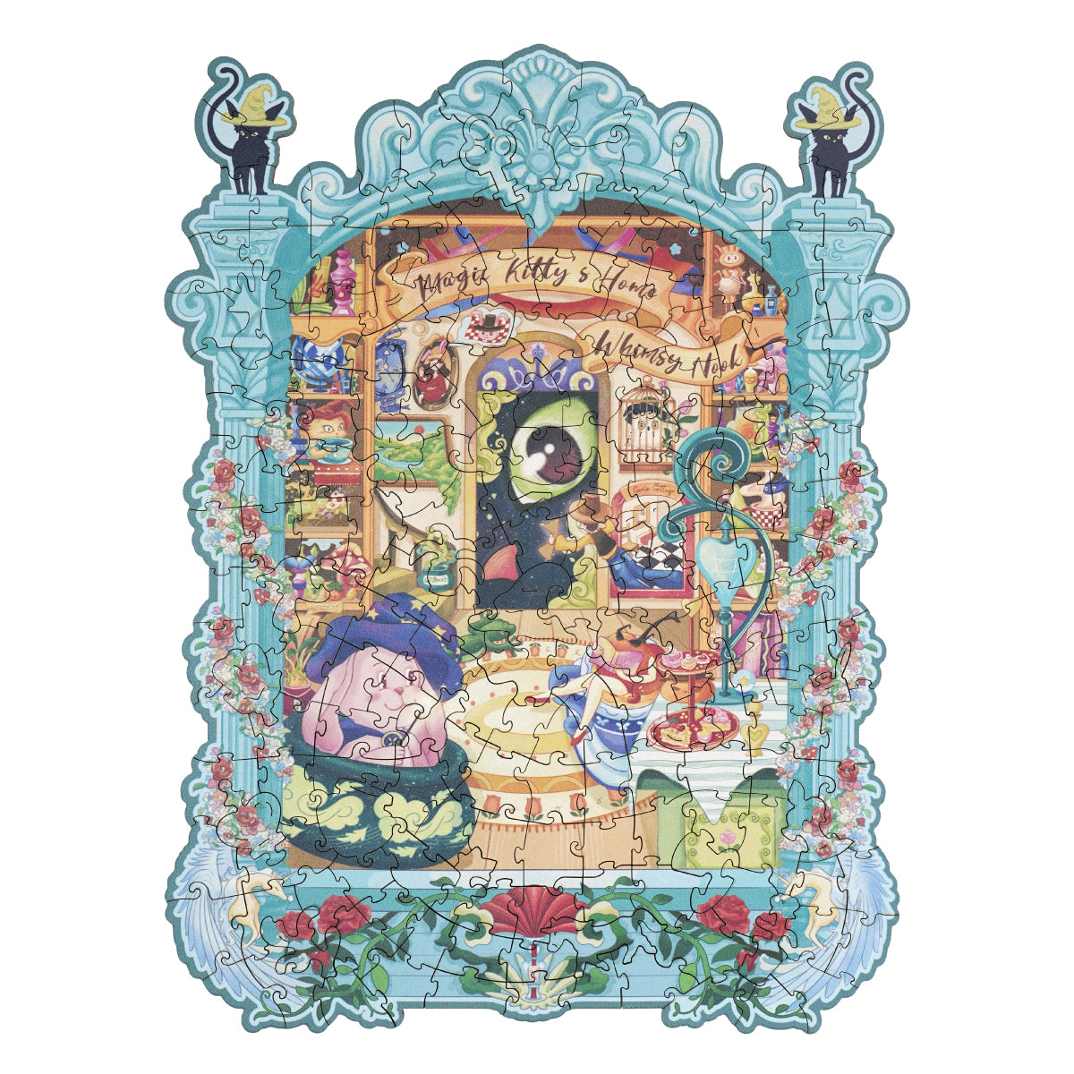 Rowood Magic Kitty's Home Wooden Jigsaw Puzzle TA009 3D wooden puzzle model, product front view on neutral background