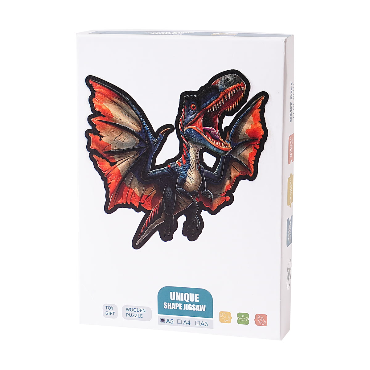 ROKR Unicorn 3D wooden jigsaw puzzle retail packaging box in bright orange theme with product preview