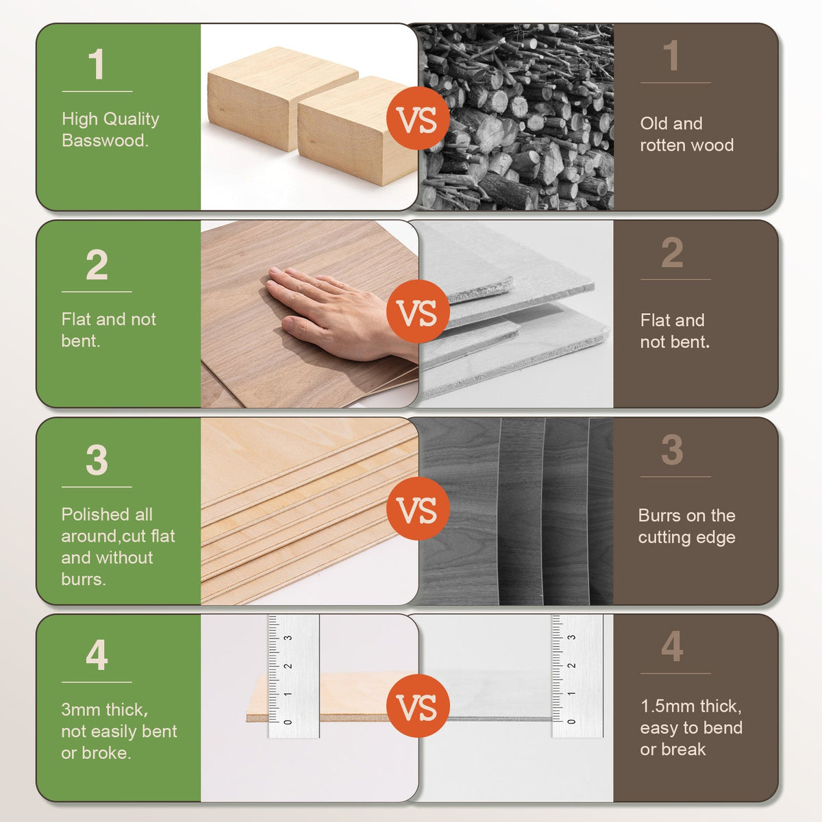 Robotime birch plywood craft sheets 8-pack, 12x16x1/8in, stacked and labelled against a clean white background.