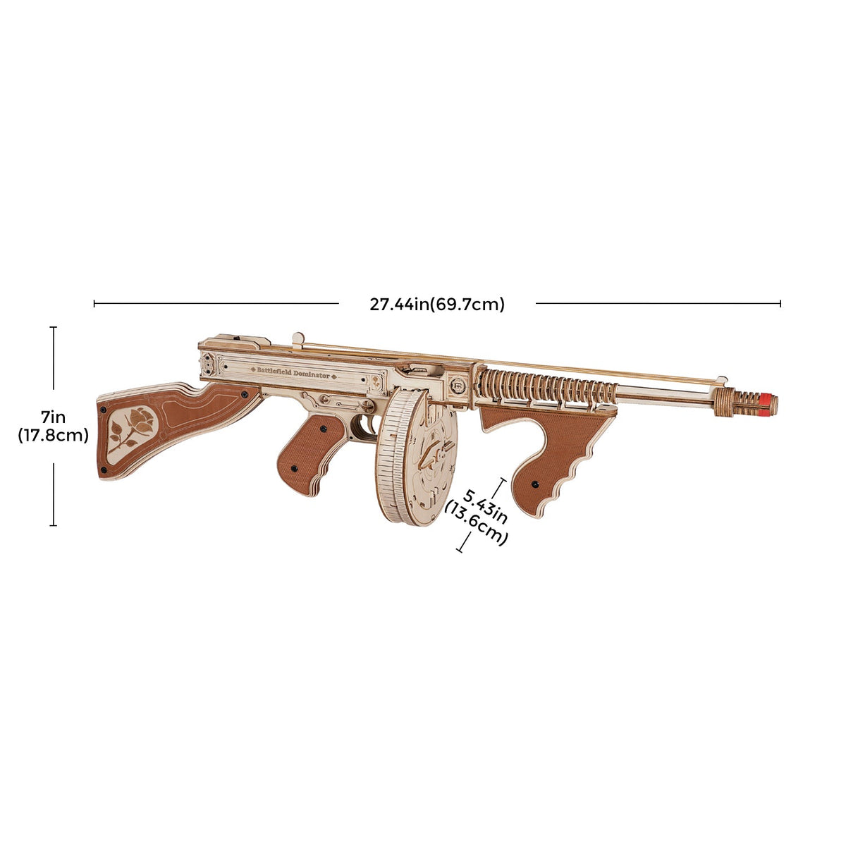 ROKR, Thompson Submachine Toy Gun, LQB01, 3D wooden toy gun puzzle, studio shot