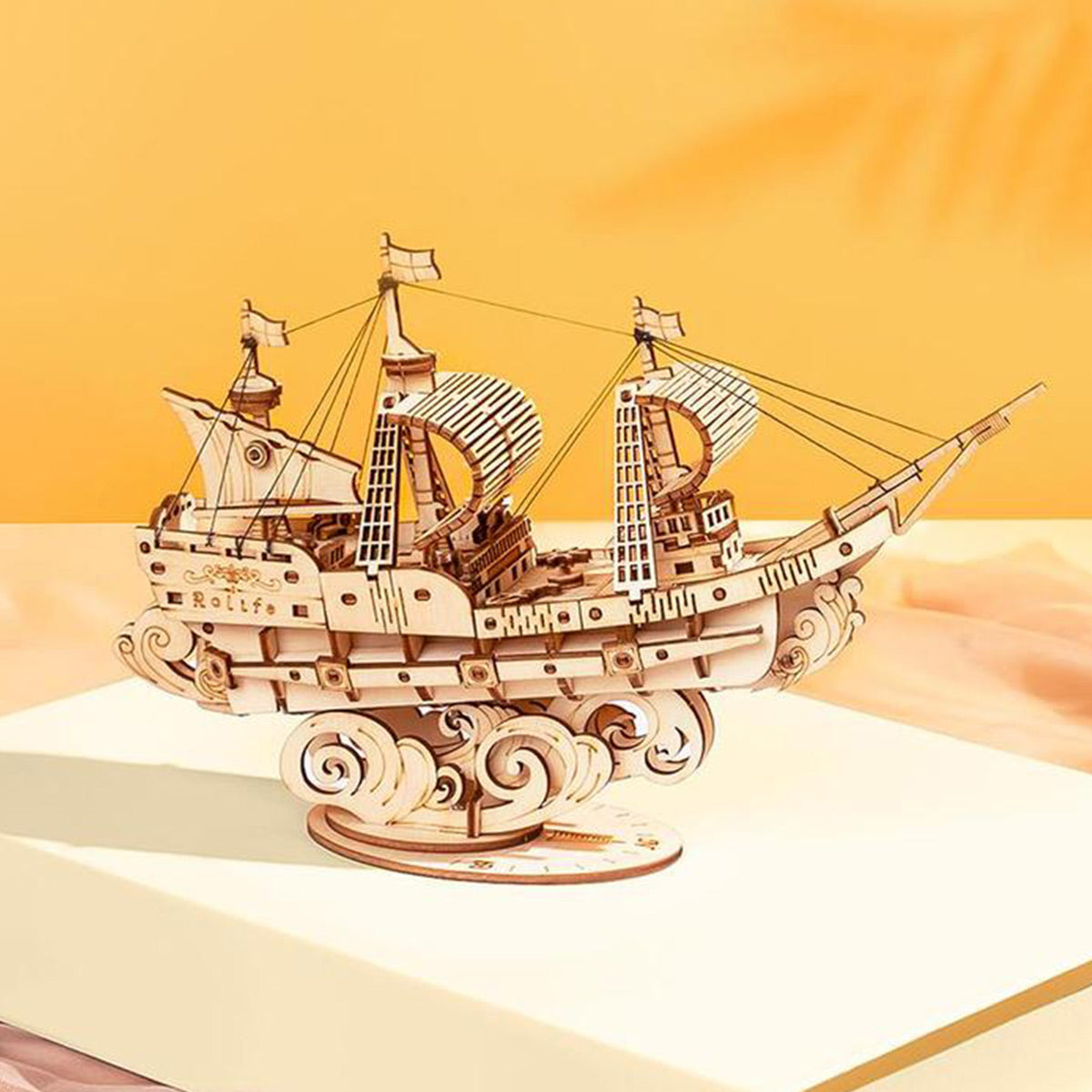 Rolife, Sailling Ship, TG305, 3D wooden ship model puzzle, side angle