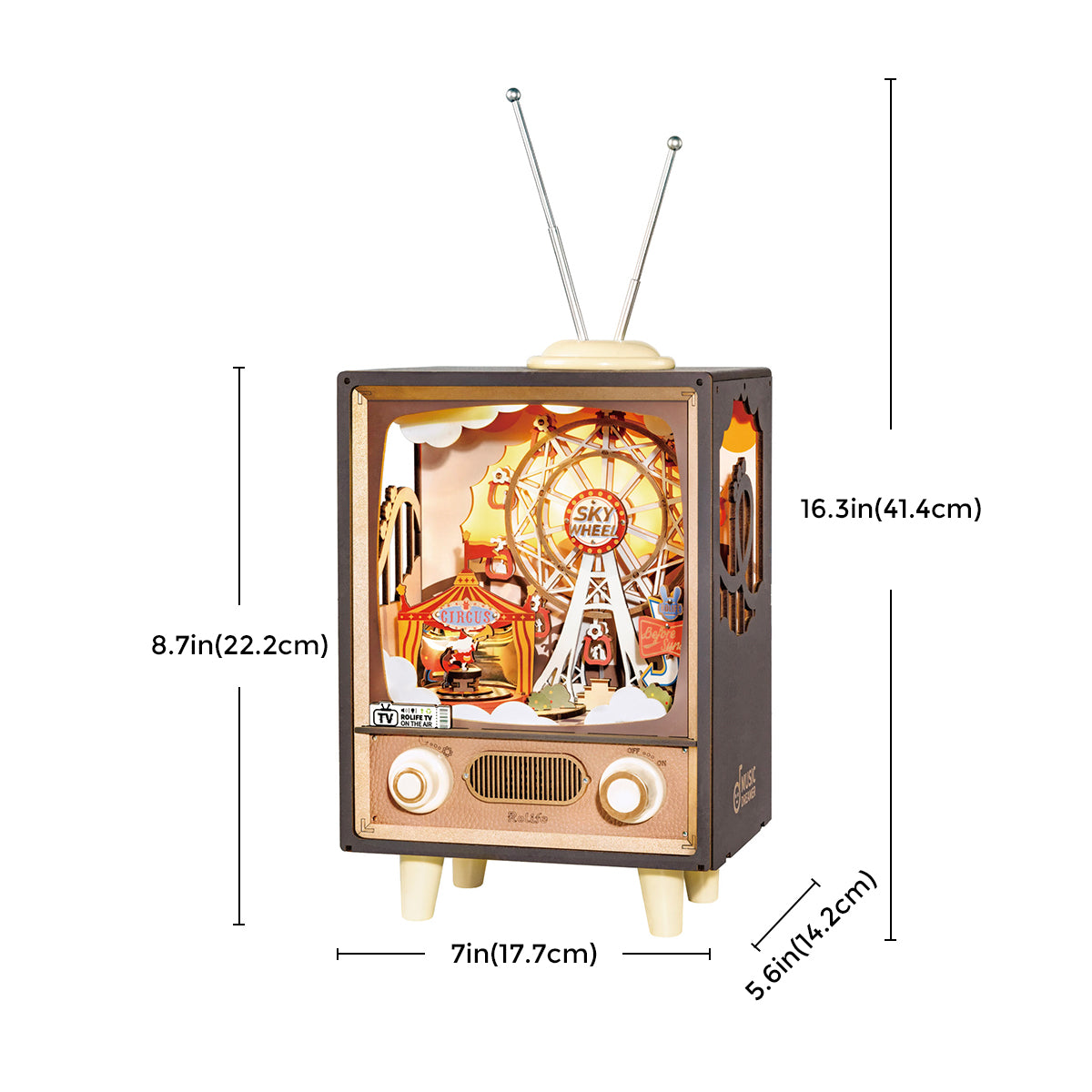 Rolife, Sunset Carnival, AMT01, 3D wooden music box puzzle, finished display