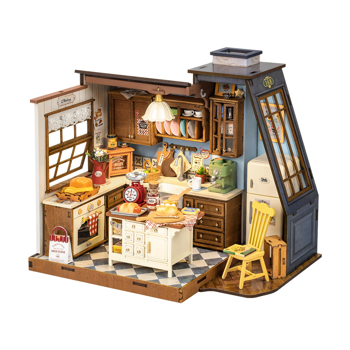 Rolife Baking Kitchen DIY Miniature House DG172, DIY miniature dollhouse kit, front product view