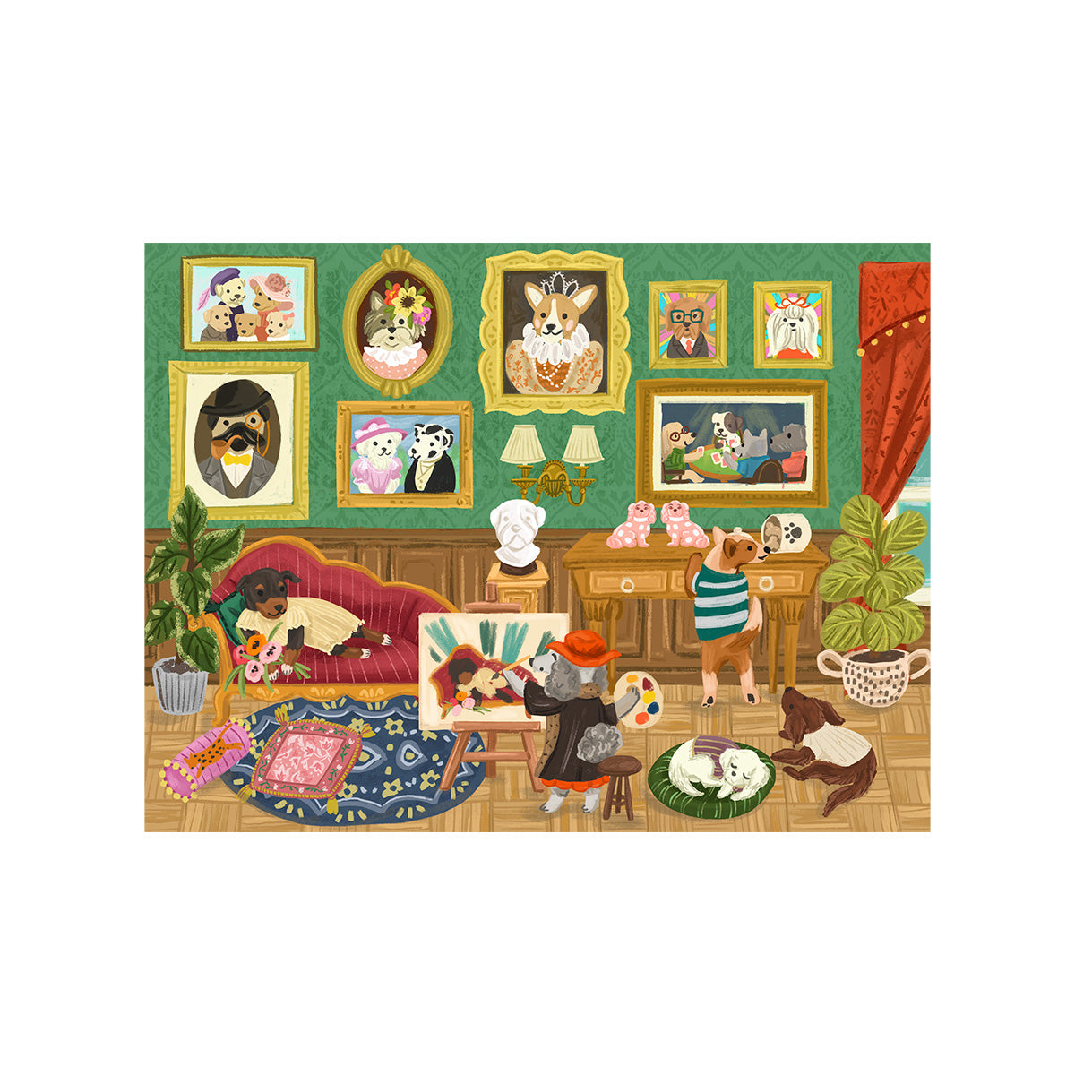 Rolife Doggie Art Gallery 1000 Piece Jigsaw Puzzle PT008, wooden jigsaw puzzle, front product view