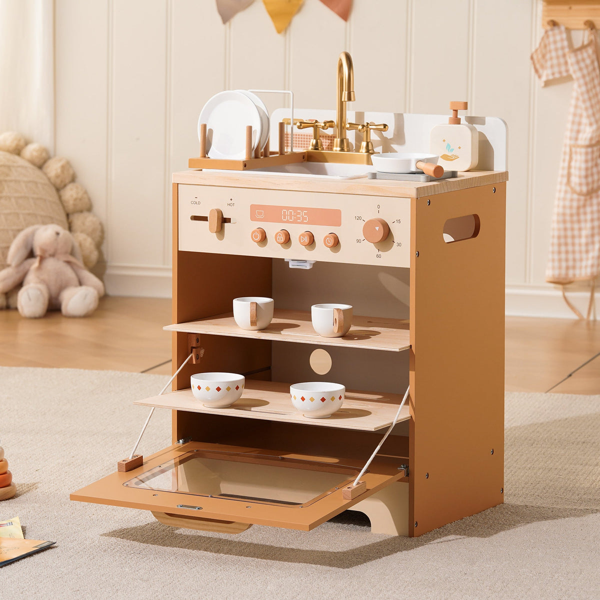 ROBUD Wooden Caramel Dishwasher main product photo