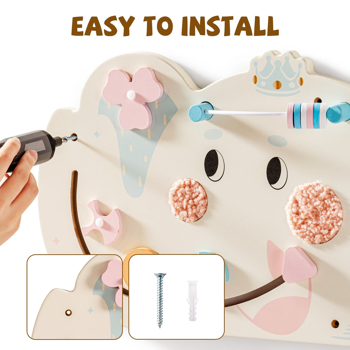 ROBUD Wooden Cream Elephant Busy Board, view 7