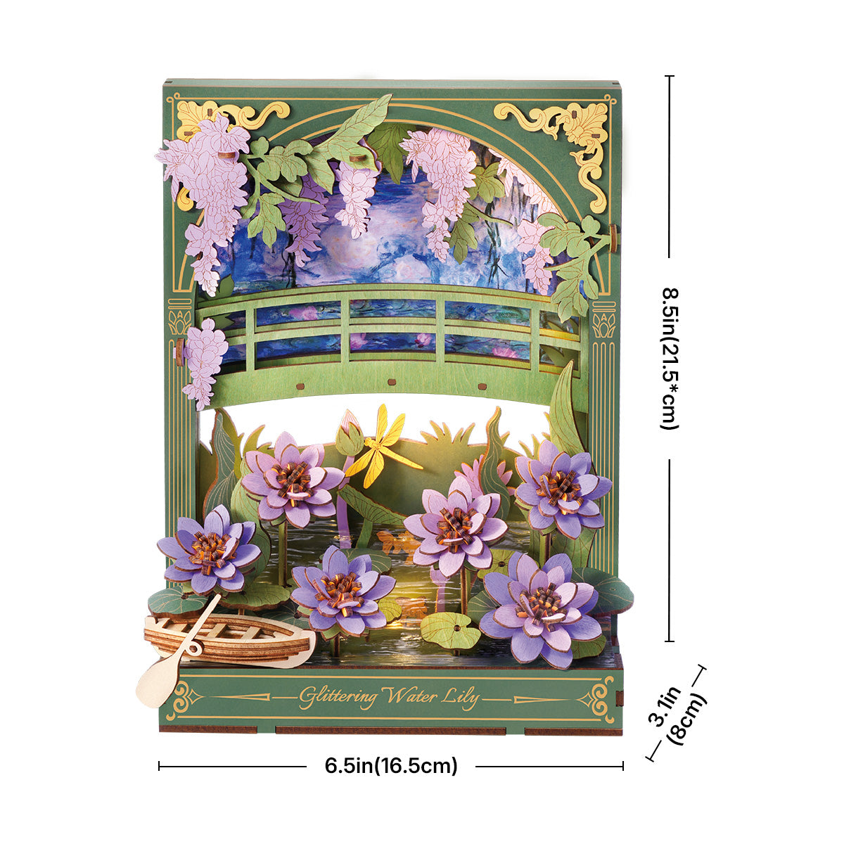 Rowood Glittering Water Lily Wall Art 3D Wooden Puzzle TH001, 3D wooden wall art puzzle, packaging overview