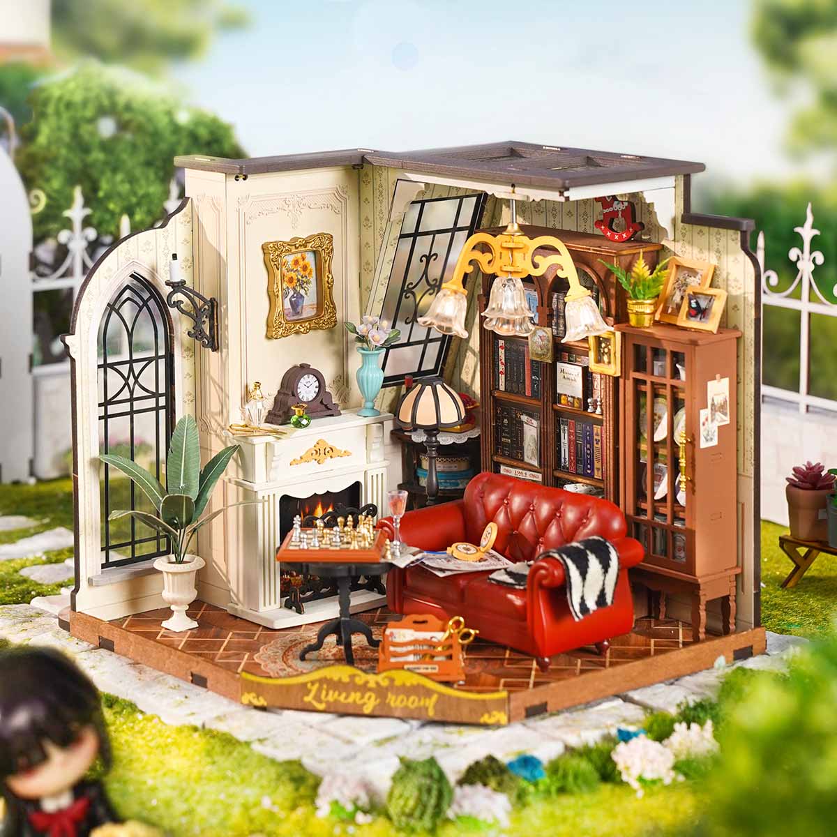 Rolife Catherine's Living Room DIY miniature house kit, detail close-up DG175