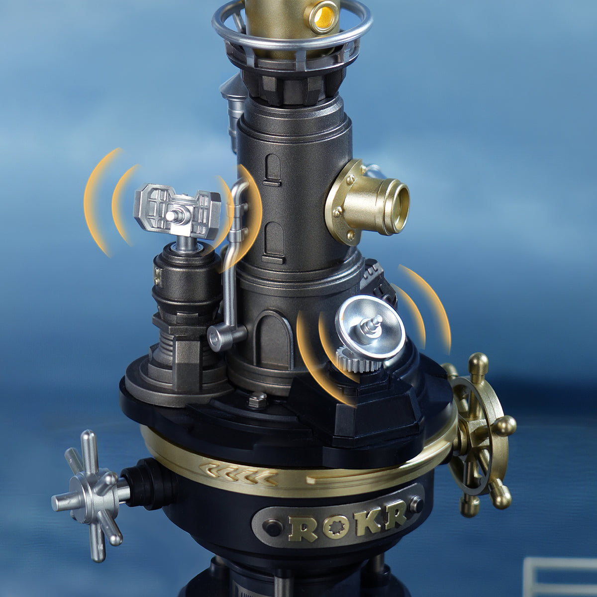 ROKR Navi Lighthouse Mechanical 3D Puzzle CGM01 3D wooden architecture model, close-up of interior components and accessories