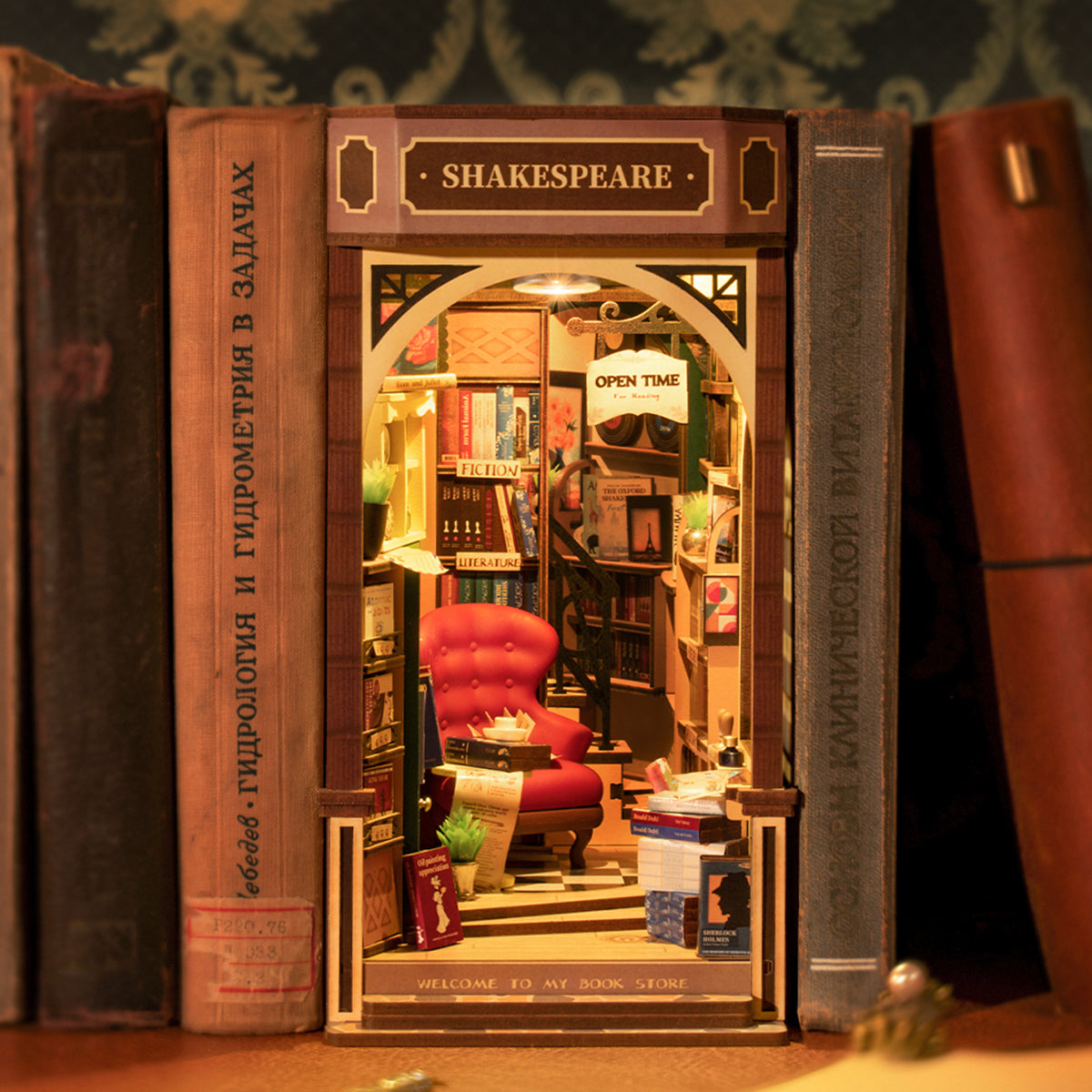 Rolife Bookstore Book Nook TGB07 DIY book nook miniature kit, packaged kit with instruction manual