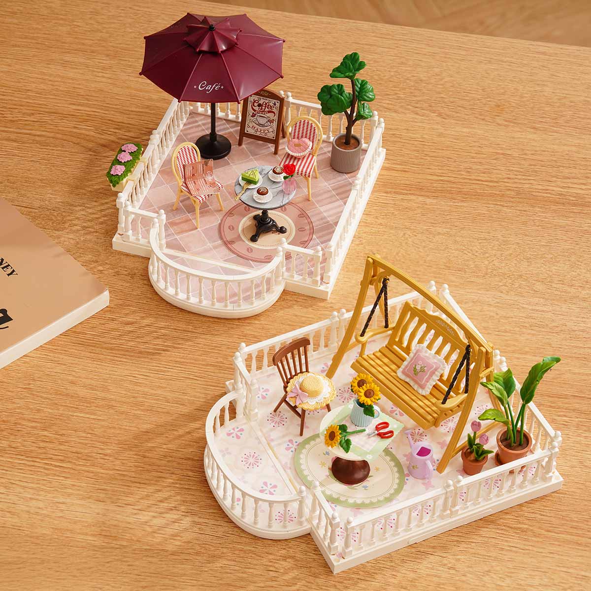 Rolife Super Creator Extension Pack ¡§C Terrace, DIY miniature dollhouse kit, top-down view