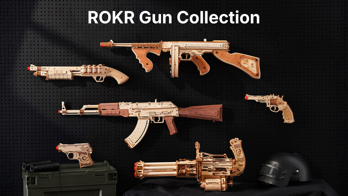 ROKR Rotating-Barrel Machine Toy Gun 3D Wooden Puzzle LQA01 shop the look image