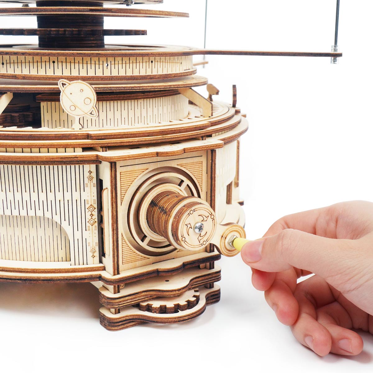 ROKR, Mechanical Orrery, ST001, 3D wooden orrery puzzle, styled scene