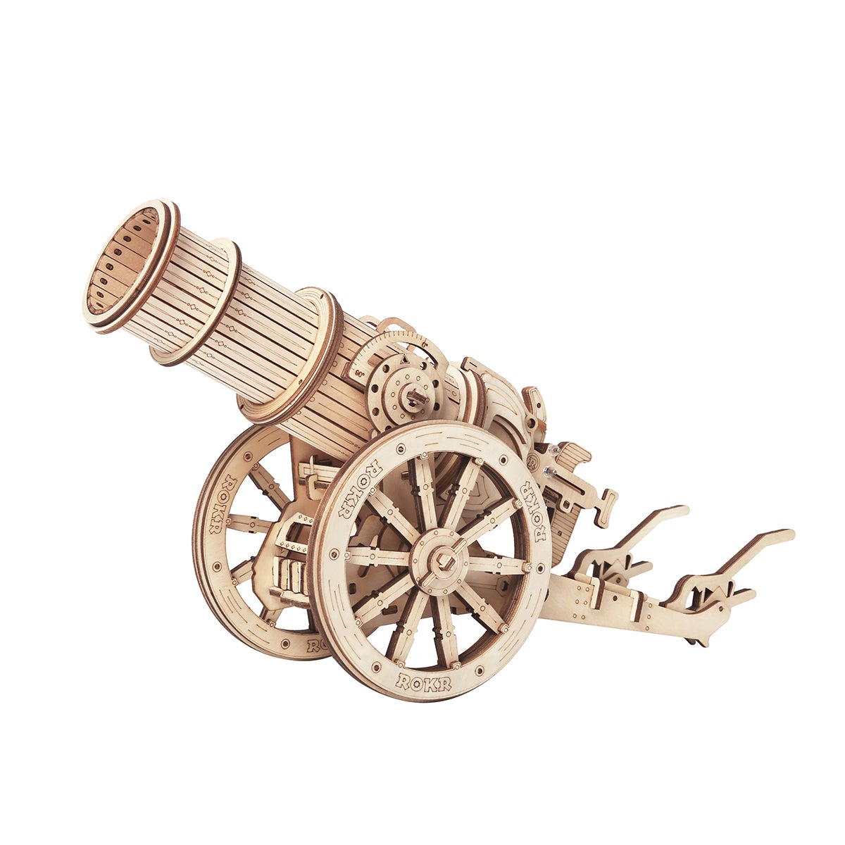 ROKR, 3D Wooden Puzzle Wheeled Siege Artillery, KW801, 3D wooden siege weapon puzzle, front view