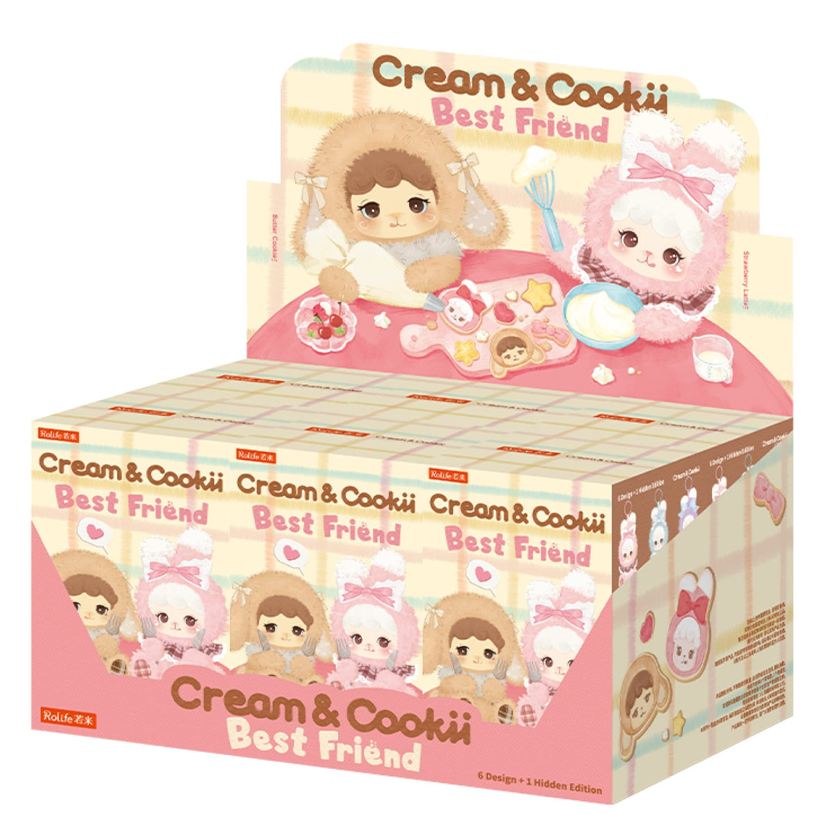 Rolife Cream & Cookii Bunny Best Friend Surprise Plush Pendant MBAXX, side view highlighting structure and scale