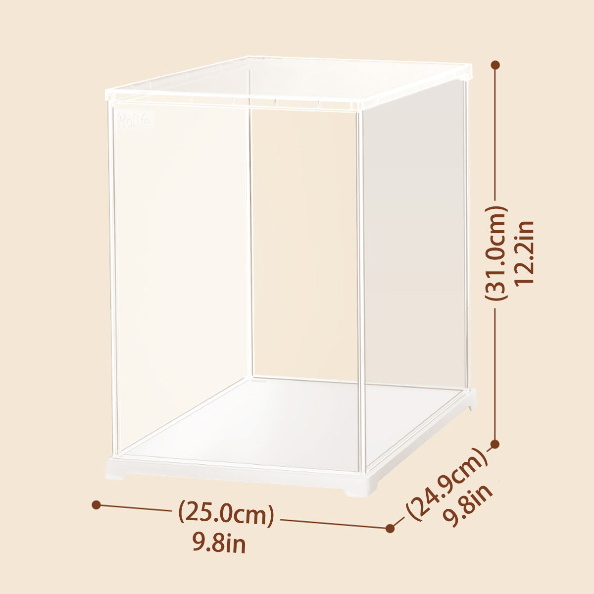 Rolife Acrylic Protection Cover Portrait Size L DF06L DIY craft kit, styled lifestyle scene with model assembled