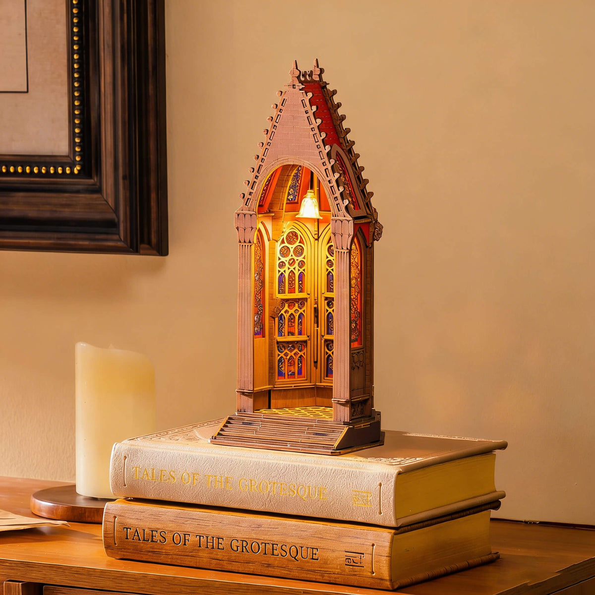 Rolife Geometric Cathedral 3D Wooden Puzzle TGA03 3D wooden architecture model, angled view showing detail and craftsmanship