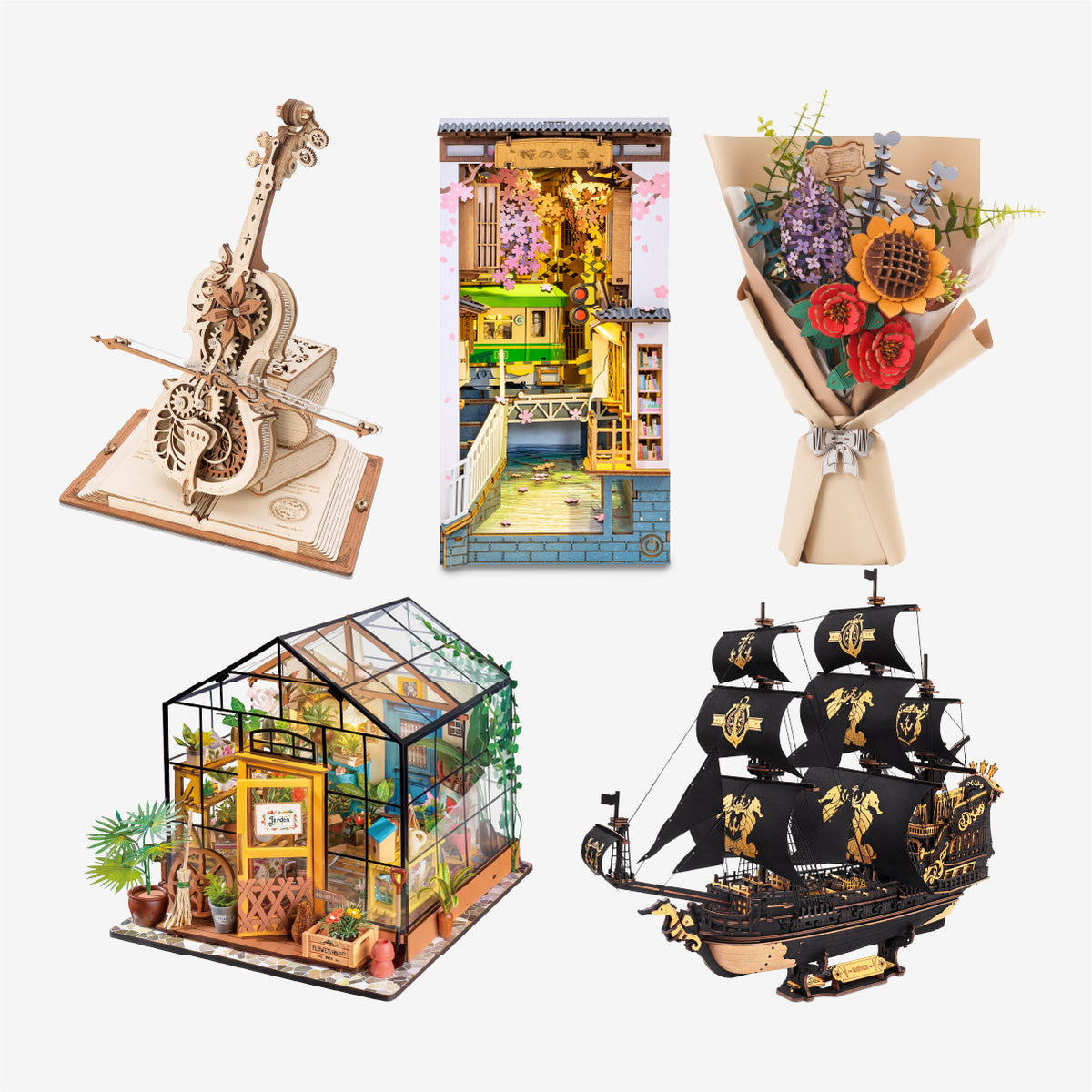 Robotime gift guide category banner for gifts under fifty dollars showing curated wooden craft kit selections