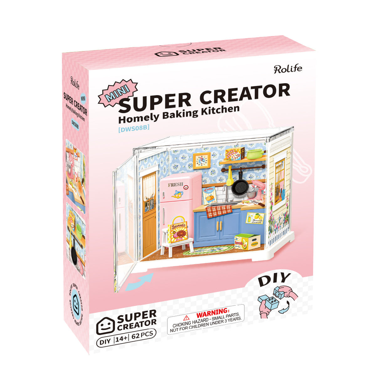 Rolife Homely Baking Kitchen Miniature House DWS08B DIY miniature house kit, detail of decorative elements and finish