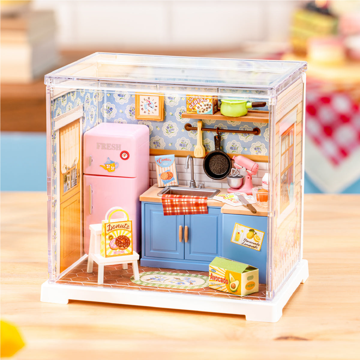 Rolife Homely Baking Kitchen Miniature House DWS08B DIY miniature house kit, angled view showing detail and craftsmanship