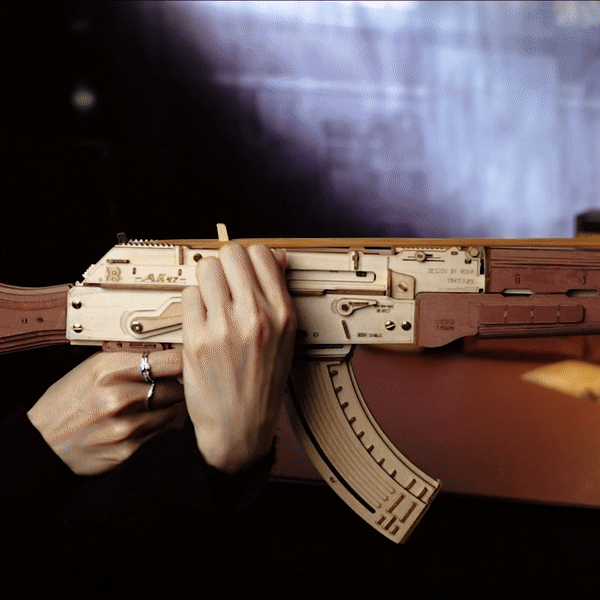 ROKR Gun Bundle + DIY gift bundle, product detail view: LQ901 wooden rifle and LQB01 wooden pistol DIY toy gun models LQB0...