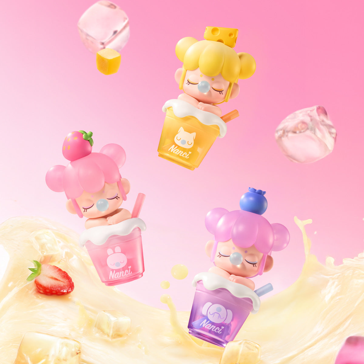 Rolife BabyNanci Milk Tea Series Surprise Figure Dolls NDXX collectible figure, styled lifestyle scene with model assembled