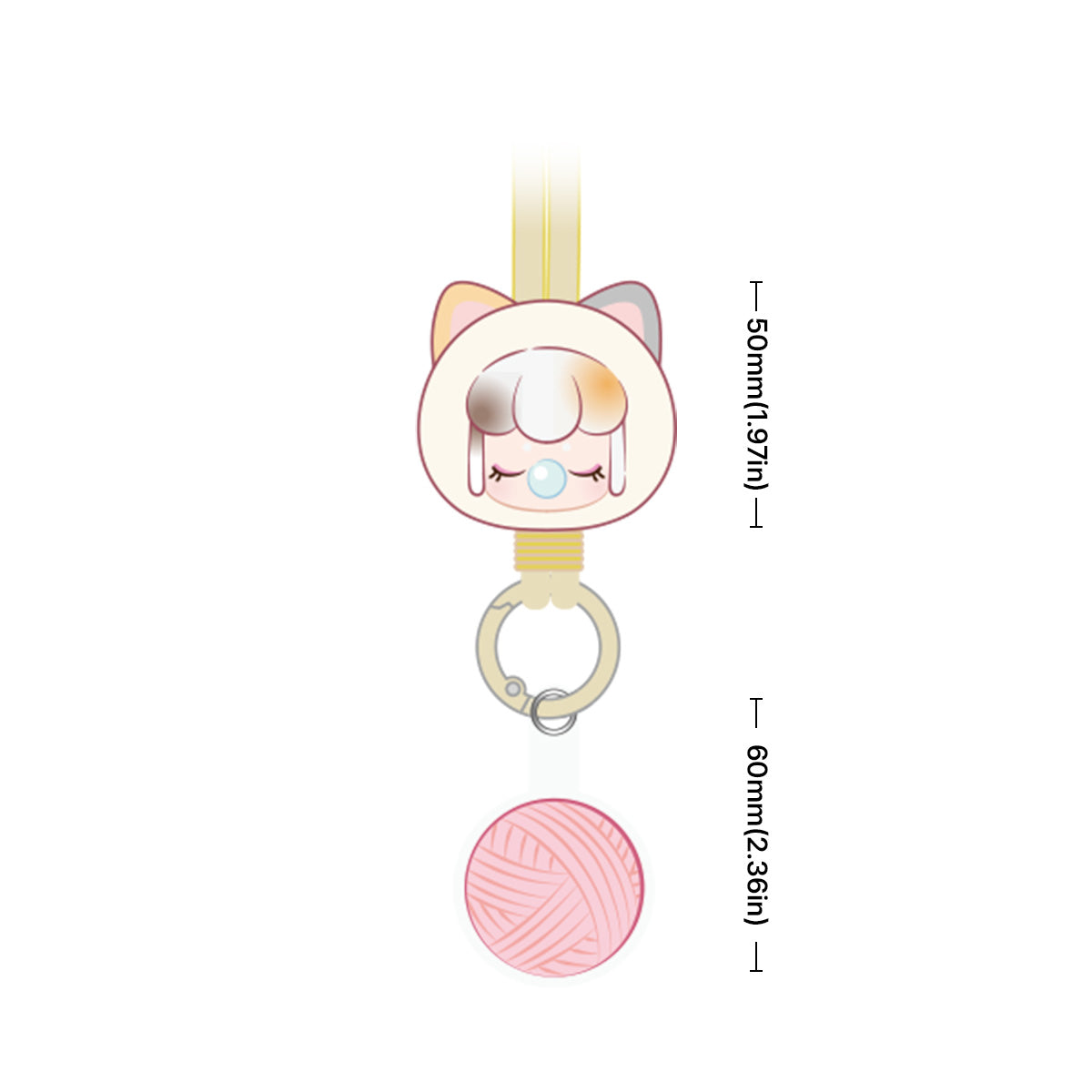 Rolife Baby Nanci Fluffy Party Phone Chain PZC05 Bee charm on a brown braided cord shown as a lifestyle phone wrist strap