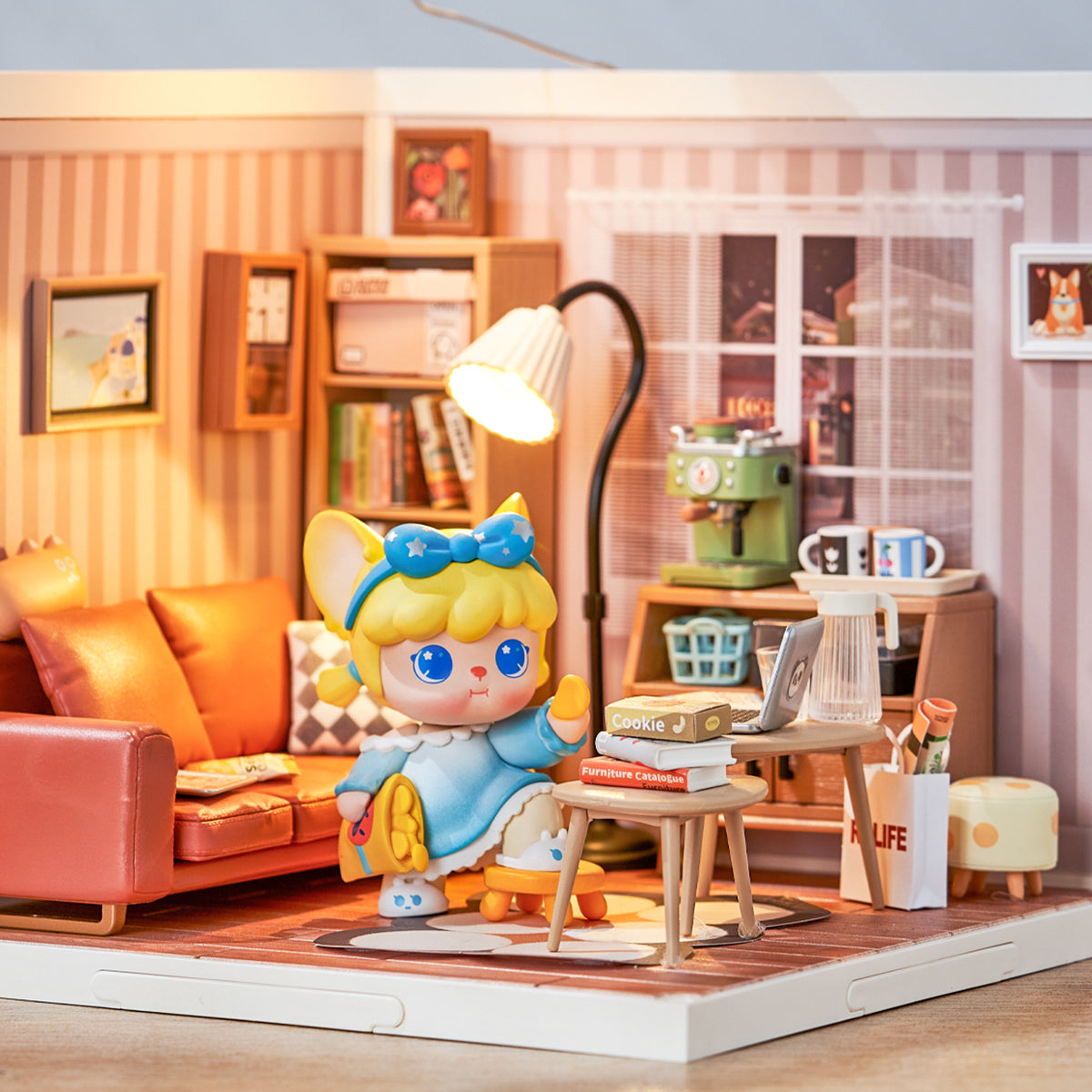 Rolife Super Creator 4 in 1 L Shape DIY Miniature House, DIY miniature dollhouse kit, close-up detail
