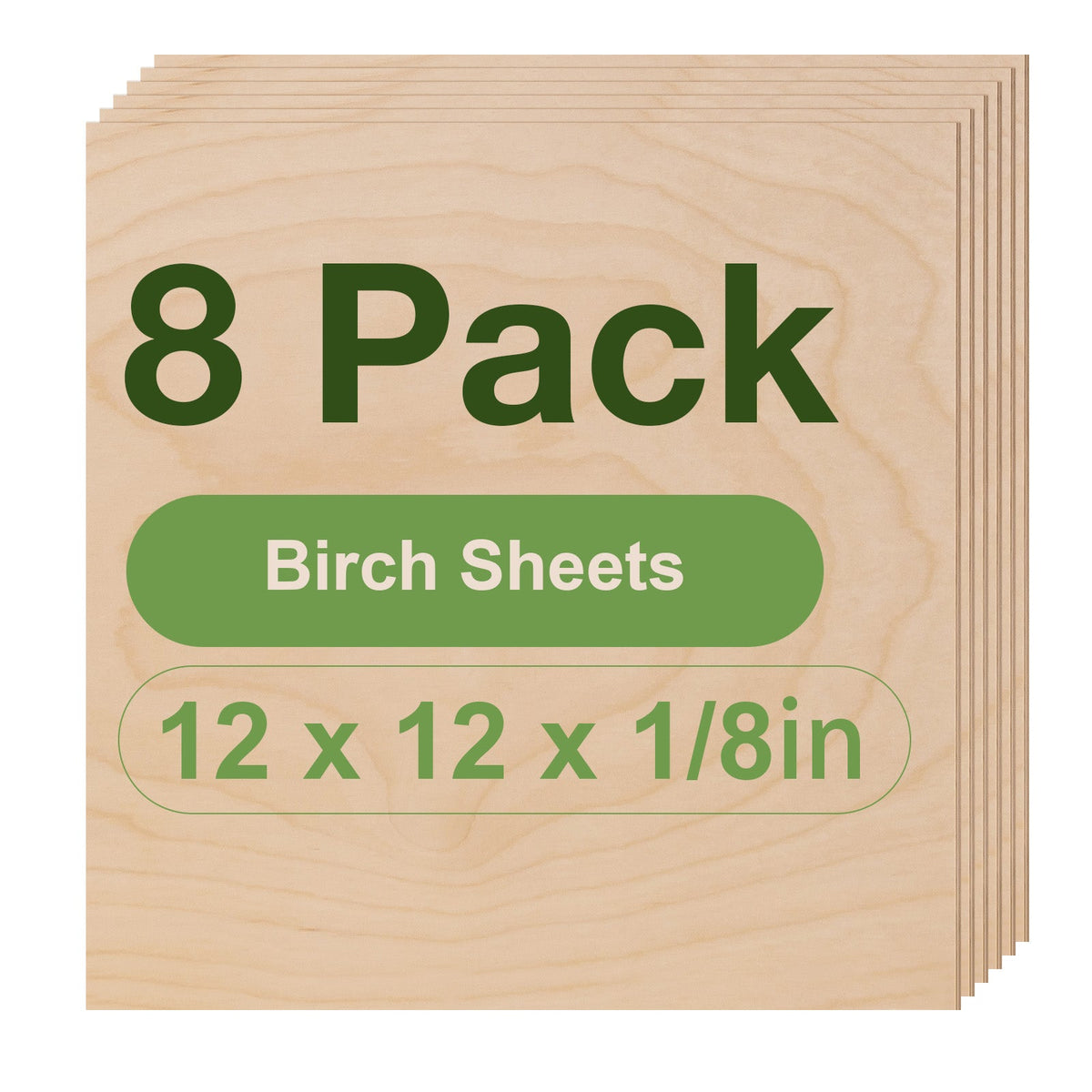Robotime birch plywood craft sheets 6-pack RH004 variant, 12x12x1/4in, thicker basswood sheets for sturdy DIY projects.