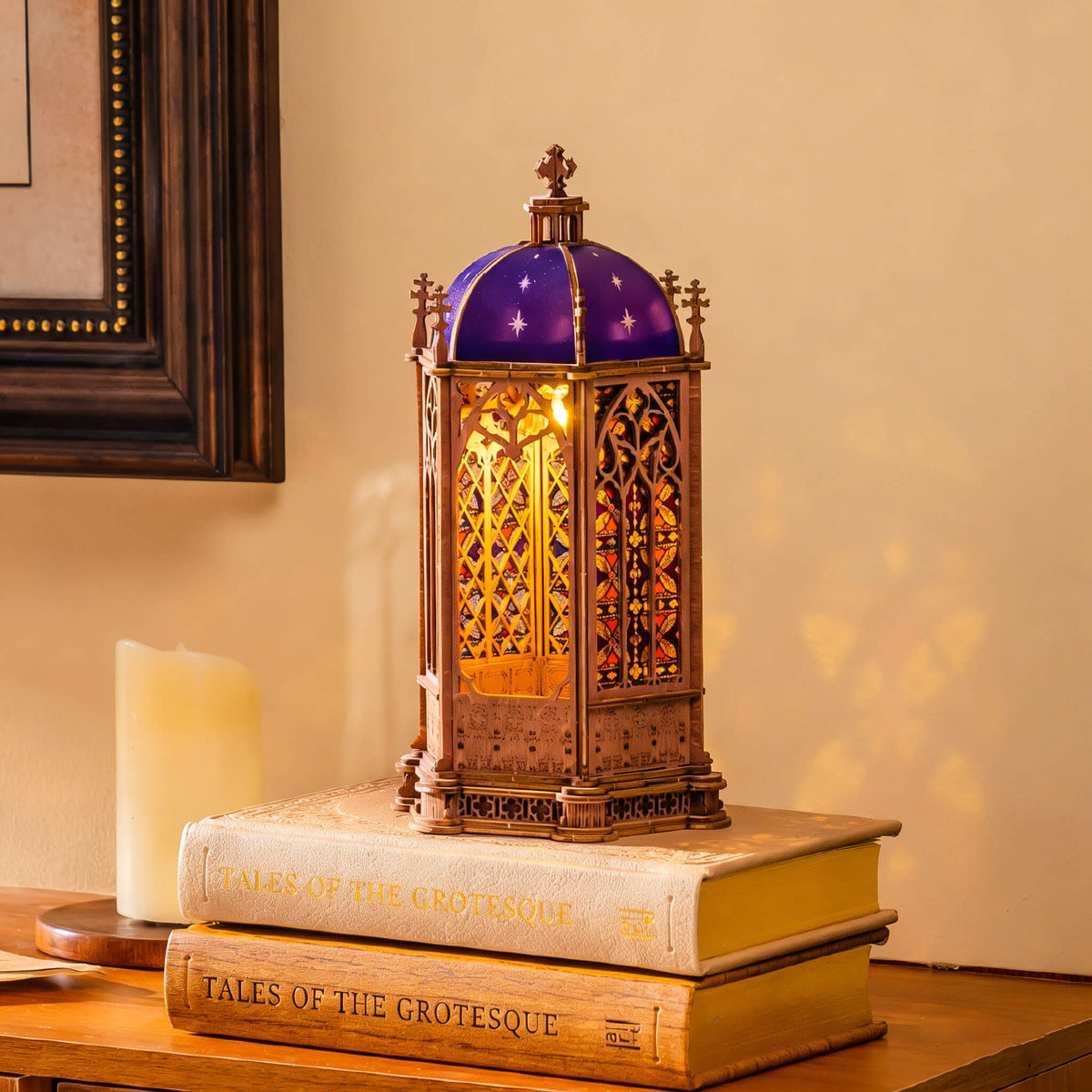 Rolife Starry Dome Cathedral 3D Wooden Puzzle 3D wooden architecture model, angled view showing detail and craftsmanship