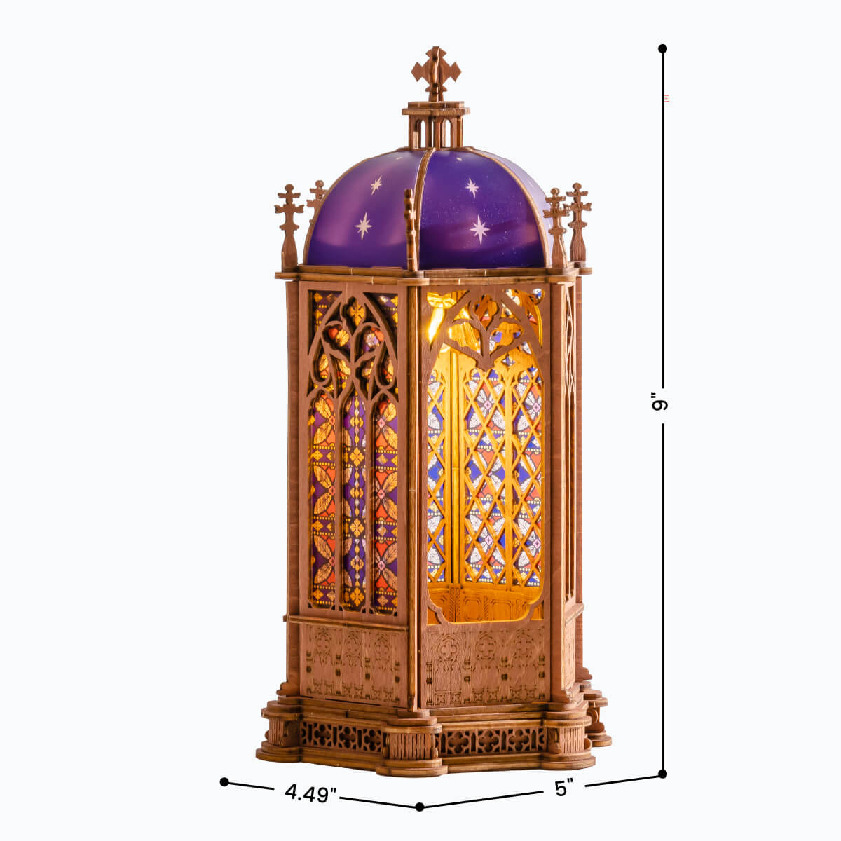 Rolife Starry Dome Cathedral 3D Wooden Puzzle TGA02 3D wooden architecture model, detail of decorative elements and finish