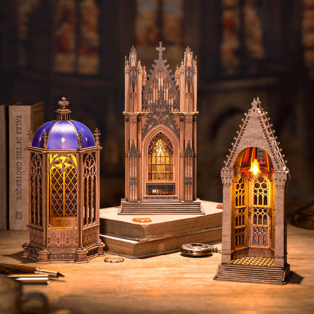Rolife Starry Dome Cathedral 3D Wooden Puzzle TGA02 3D wooden architecture model, top-down view of layout and arrangement