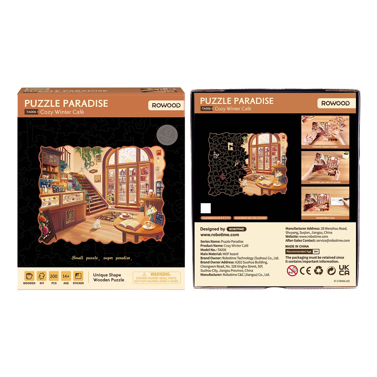 Rowood Cozy Winter Café Wooden Jigsaw Puzzle, wooden jigsaw puzzle, styled photo (TA006)