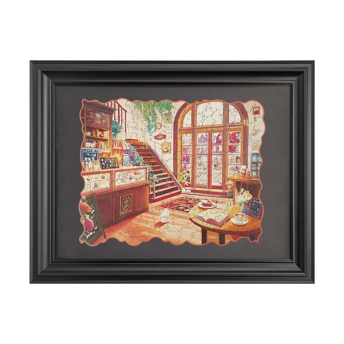 Rowood Cozy Winter Café Wooden Jigsaw Puzzle, wooden jigsaw puzzle, top-down view (TA006)