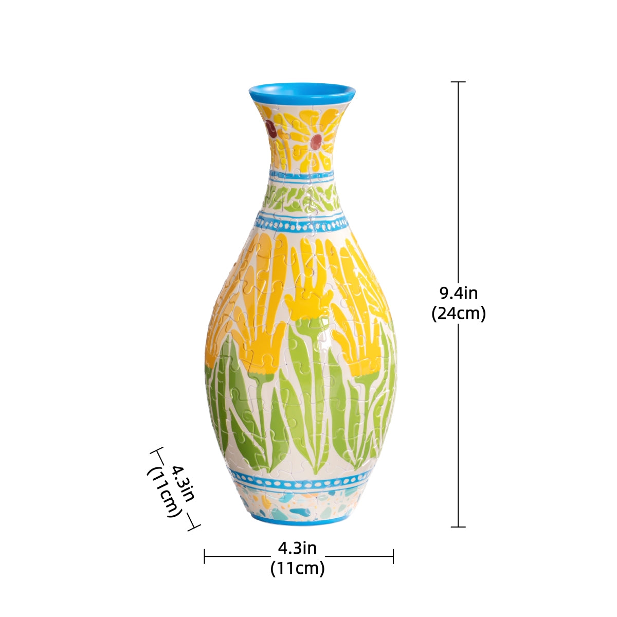 ROBOTIME Puzzle Vase Summer Blossoms Sunset Mosaic VAS001 3D wooden puzzle model, styled lifestyle scene with model assembled