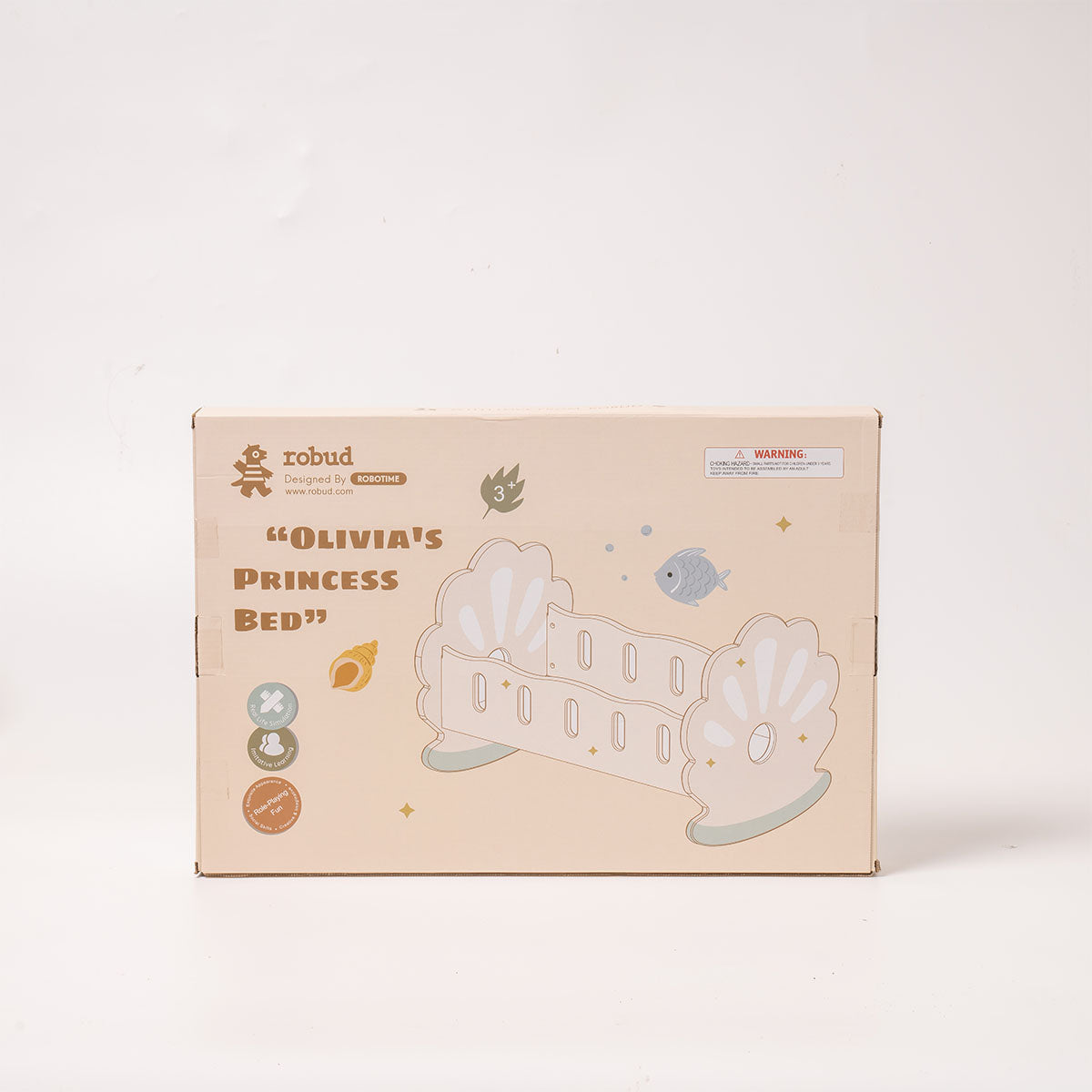 Robud, Wooden Baby Doll Crib, wooden doll furniture, three-quarter angle