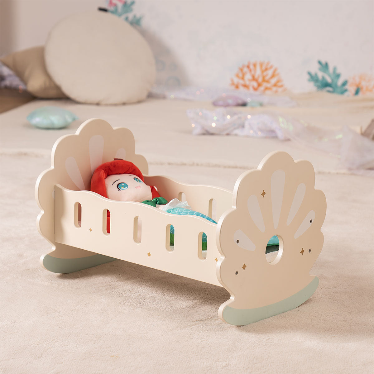 Robud, Wooden Baby Doll Crib, wooden doll furniture, front view