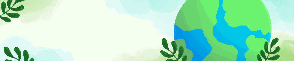 Robotime desktop banner featuring a wide watercolor-style illustration of the Earth globe with dark green foliage on a pale blue background