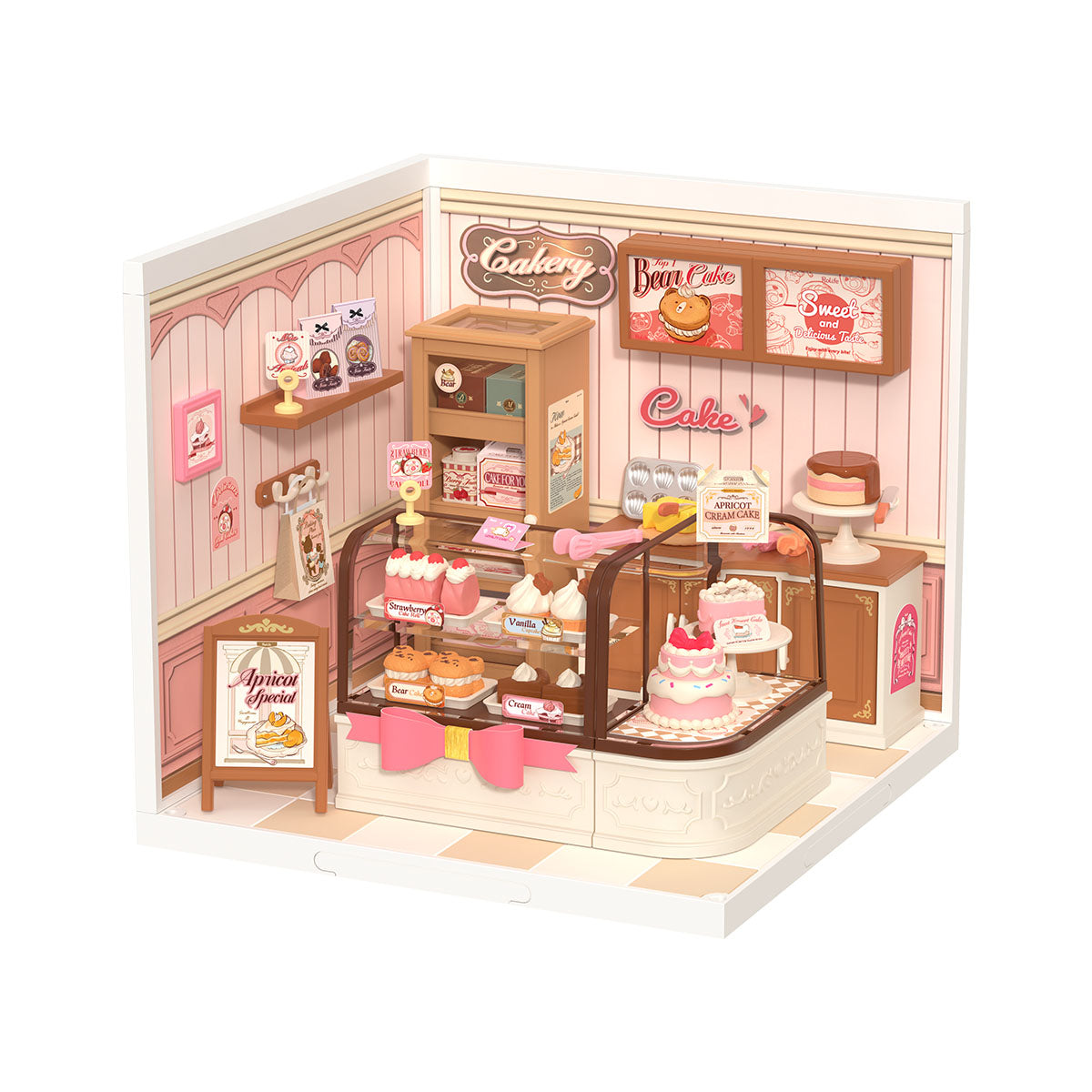 Rolife Tasty Cake Shop DIY Miniature House DW019B, DIY miniature dollhouse kit, front product view