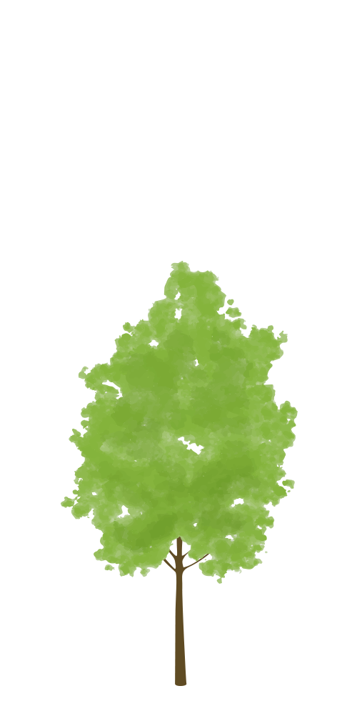 Robotime eco-friendly icon showing a soft watercolor green tree illustration on white background representing sustainable wood materials