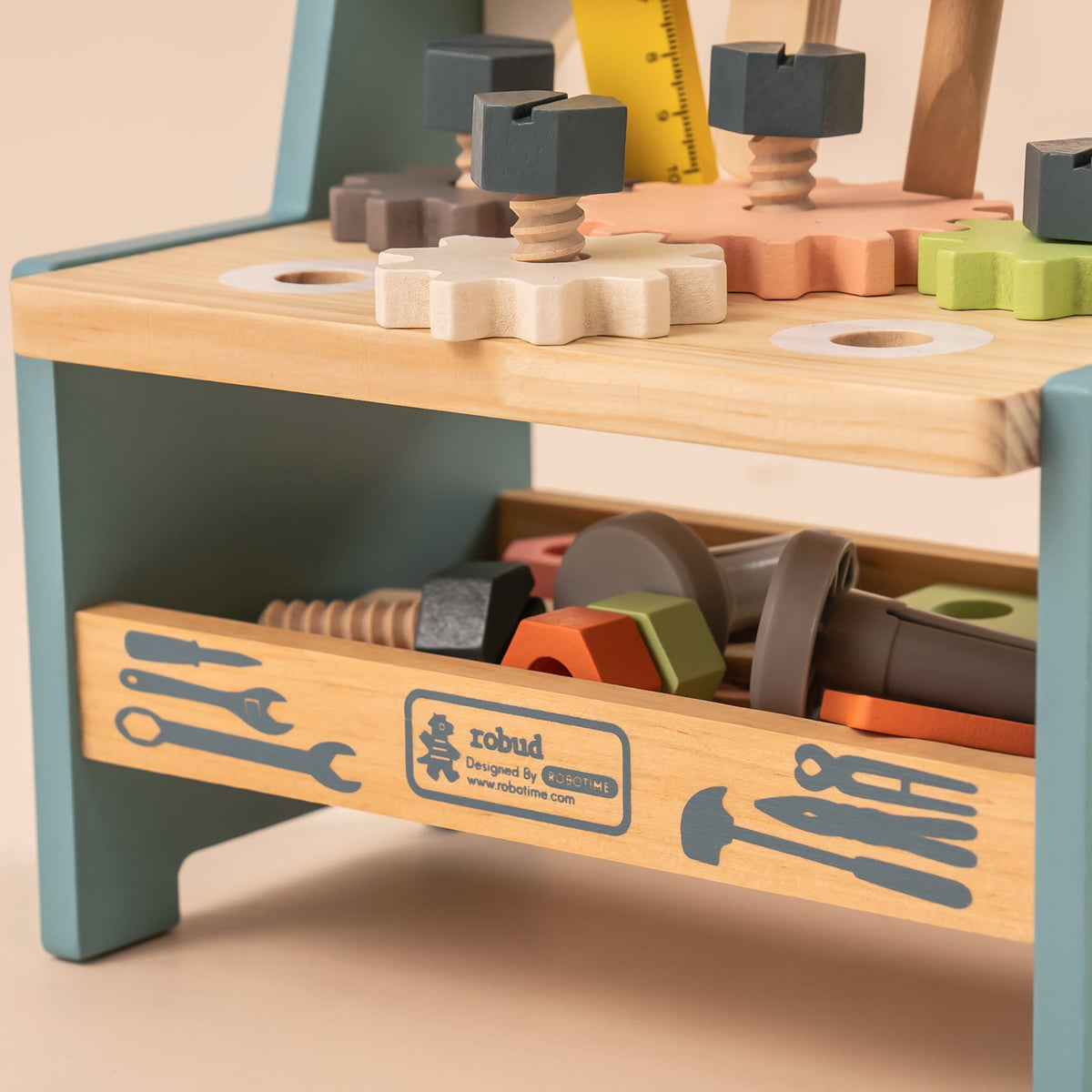 ROBUD Mini Wooden Play Tool Workbench Set WG201, view 6