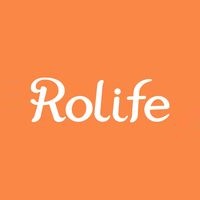 Rolife wordmark logo in white script on a warm orange background