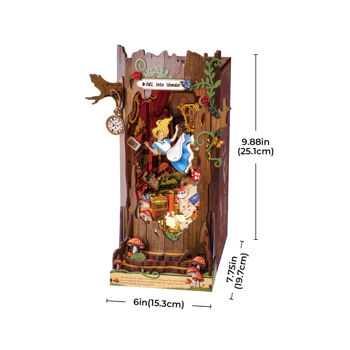 Rolife Fall into Wonder DIY Book Nook TGB12, 3D wooden book nook puzzle diorama, angle product view