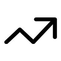 Robotime Online trending icon, upward arrow chart graphic in simple line art on a white background