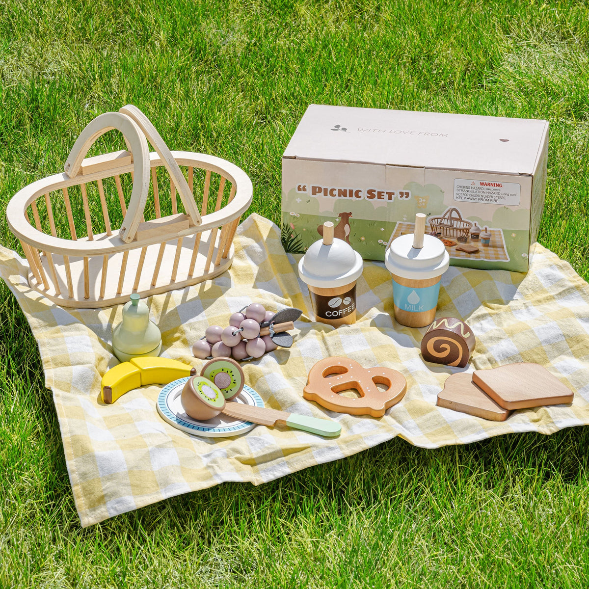 ROBUD Kids Wooden Picnic Play Food Set main product photo