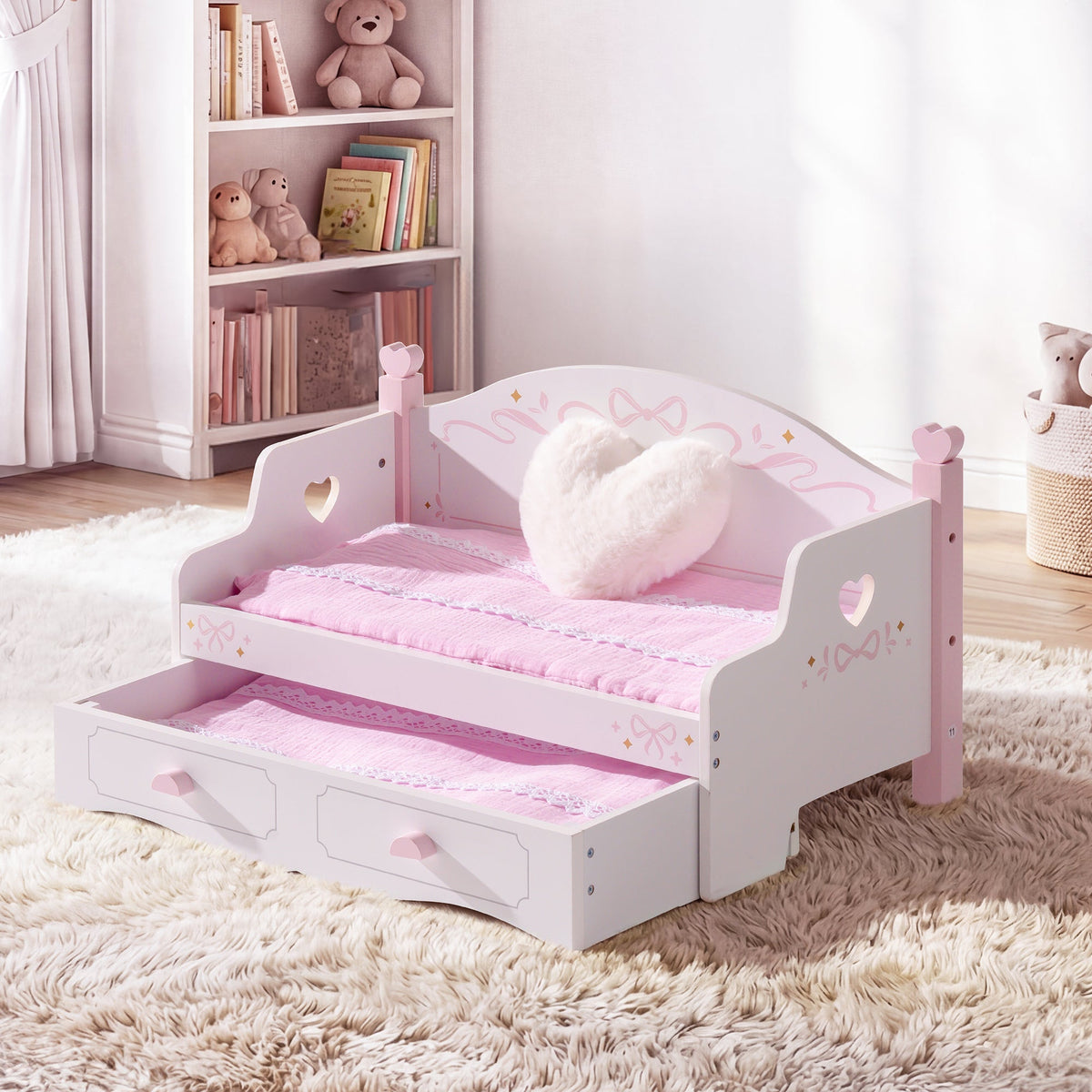 ROBUD Wooden All-in-One Baby Doll Doll Bunk Bed Sofa with Mattress main product photo