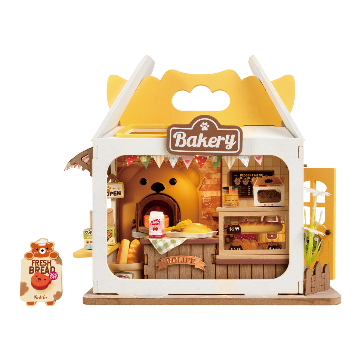 Rolife Food Box Shop DIY book nook miniature kit, packaged kit with instruction manual