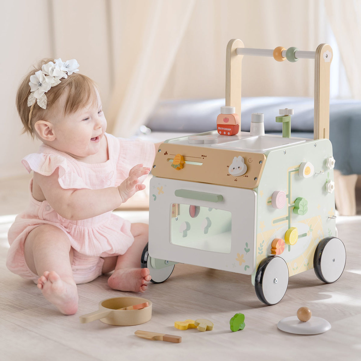 ROBUD Wooden Baby Push Walker Spring Countryside main product photo