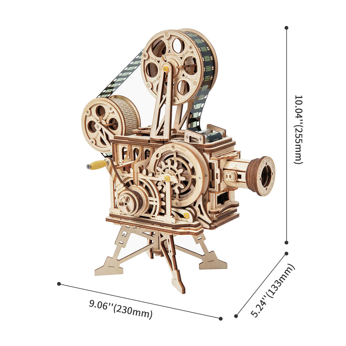 ROKR, Vitascope Movie Projector, LK601, 3D wooden movie projector puzzle, top-down view