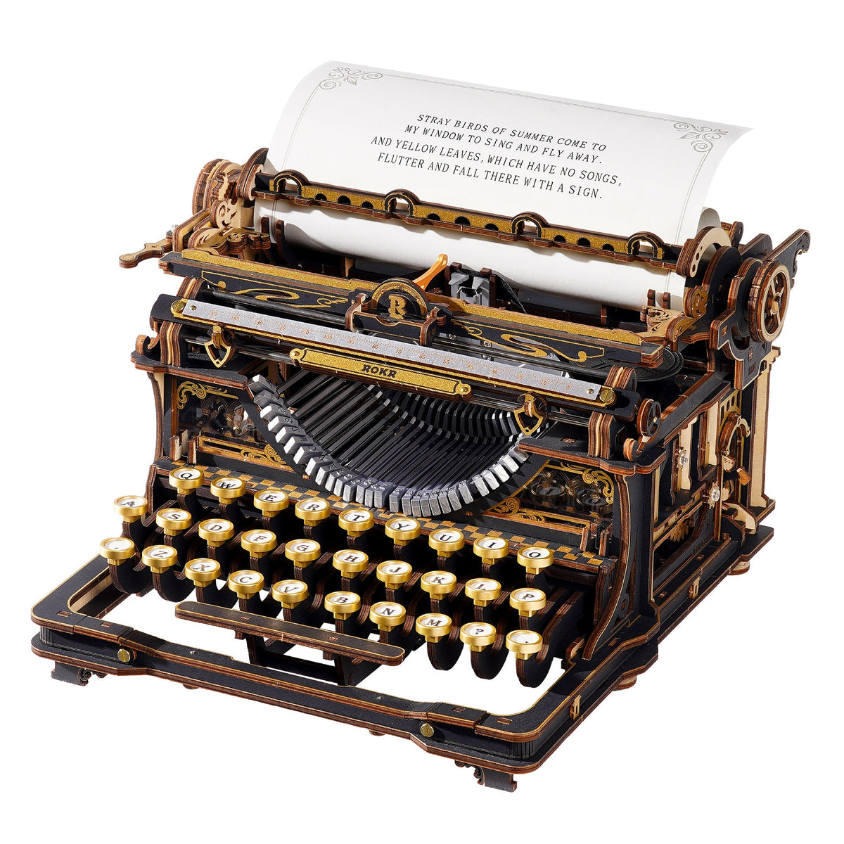 ROKR Mechanical Typewriter Wooden 3D Puzzle LK703B (Classic Version) LK703B, product front view on neutral background